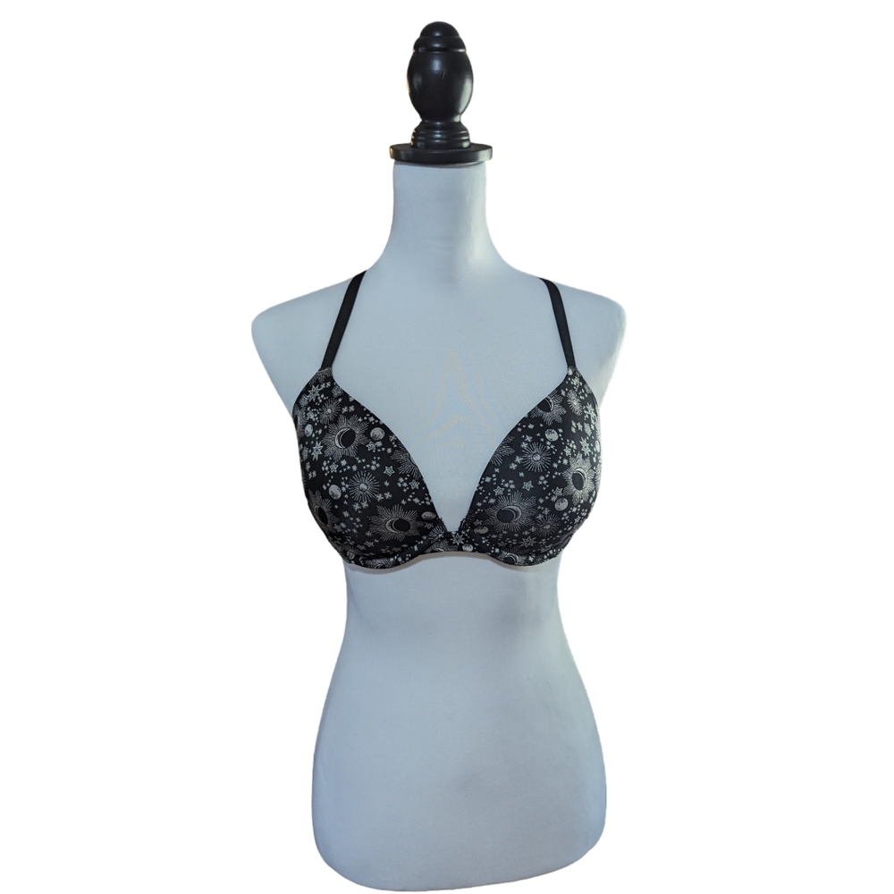 Victoria's Secret Push Up Convertible Celestial Moon Stars Bra Size 34D